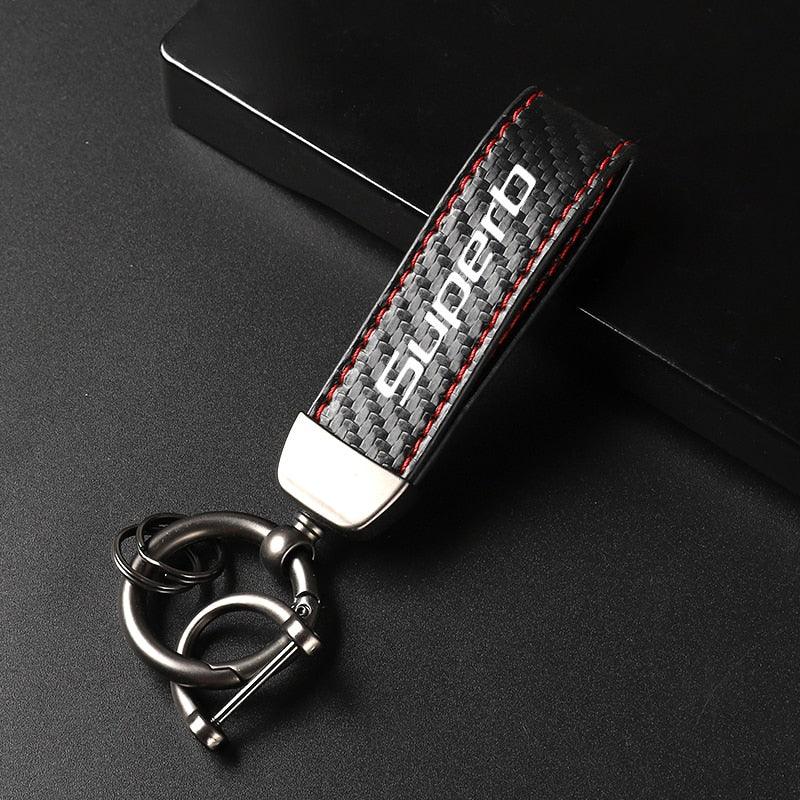 Keychain leather SKODA SUPERB Logo - One Beast Garage - Keychain