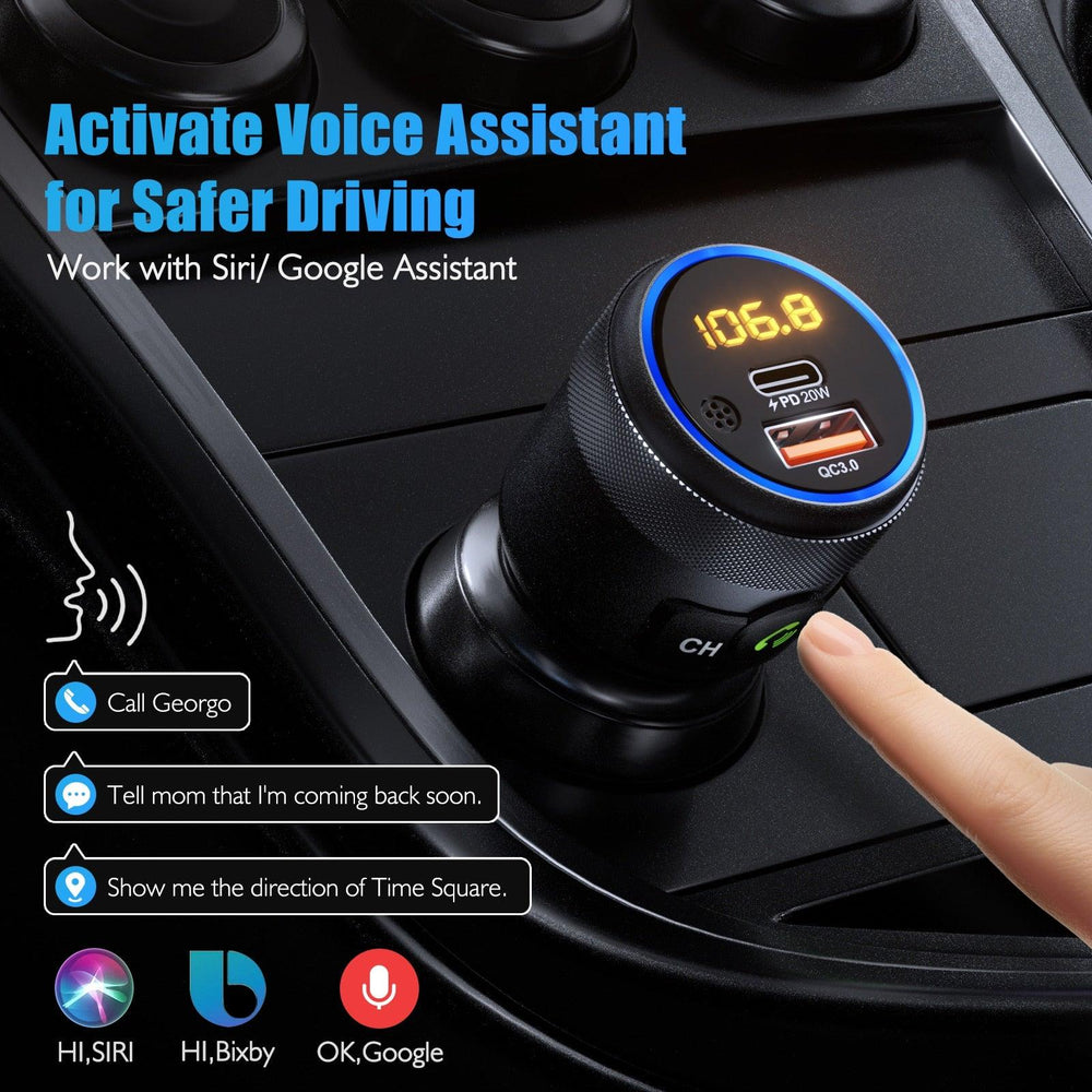 Car FM modulator - Bluetooth 5.1 with Type-C PD 20W - One Beast Garage