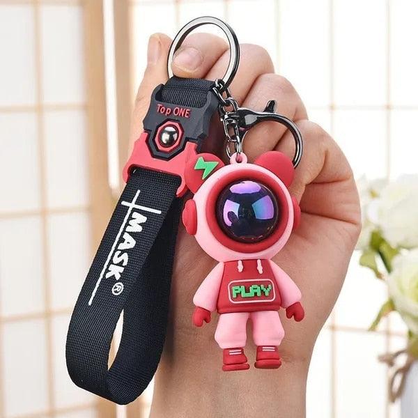 Cartoon Lightning Bear Keychain - Astronaut - One Beast Garage