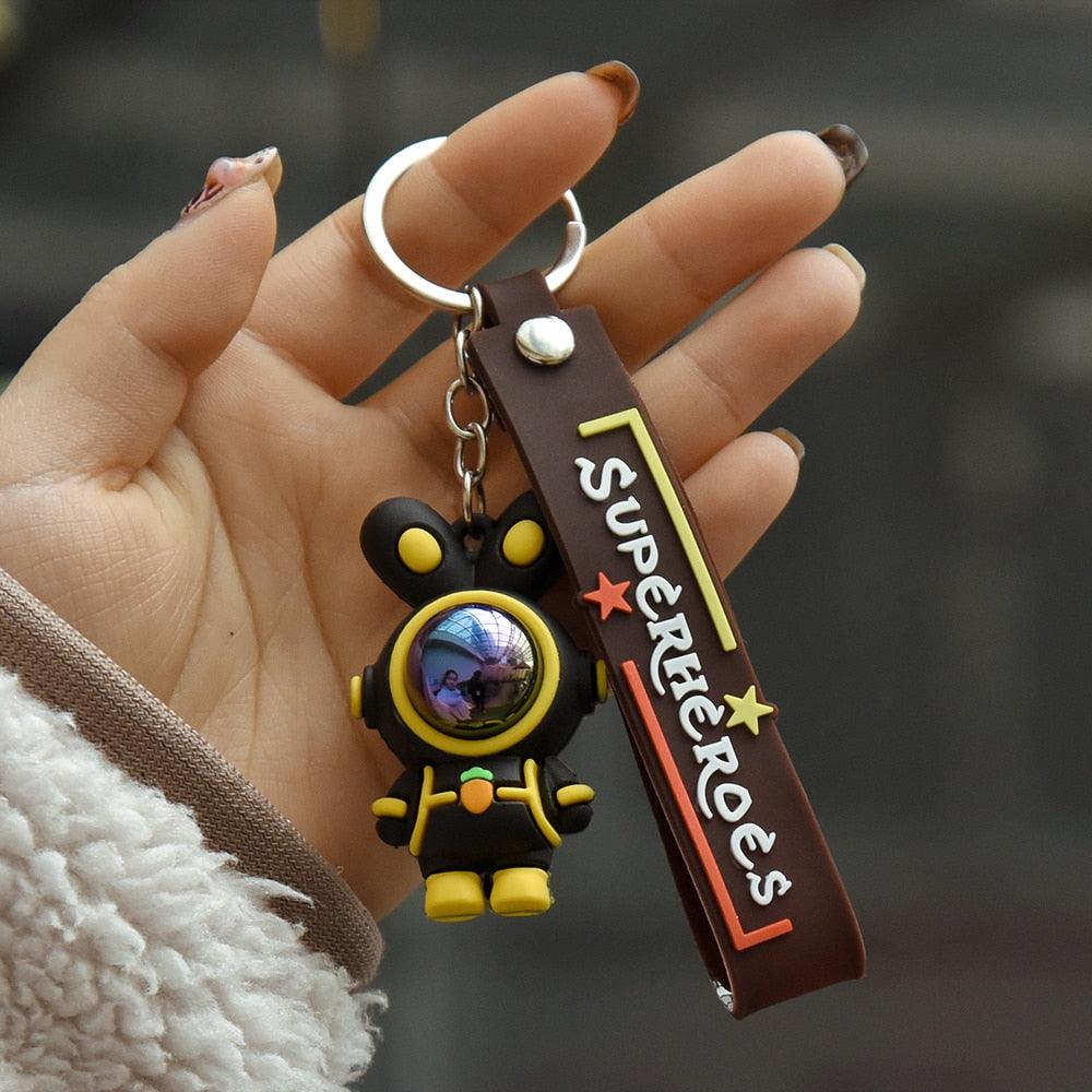 Cartoon Lightning Bear Keychain - Astronaut - One Beast Garage