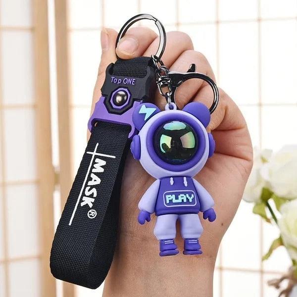 Cartoon Lightning Bear Keychain - Astronaut - One Beast Garage