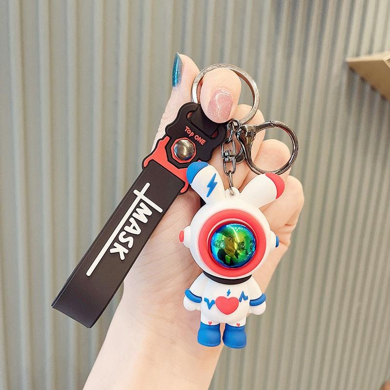 Cartoon Lightning Bear Keychain - Astronaut - One Beast Garage