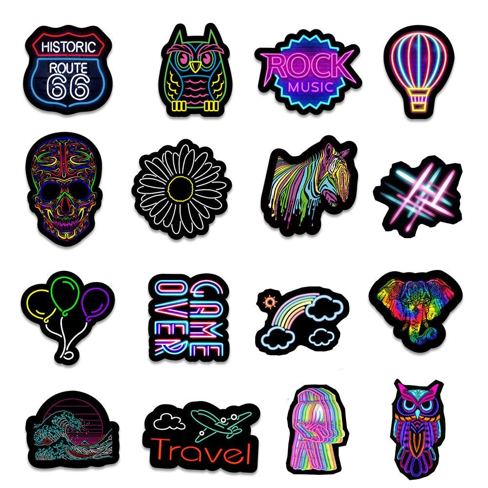 Cartoon Neon Light Graffiti - Stickers Deluxe - One Beast Garage