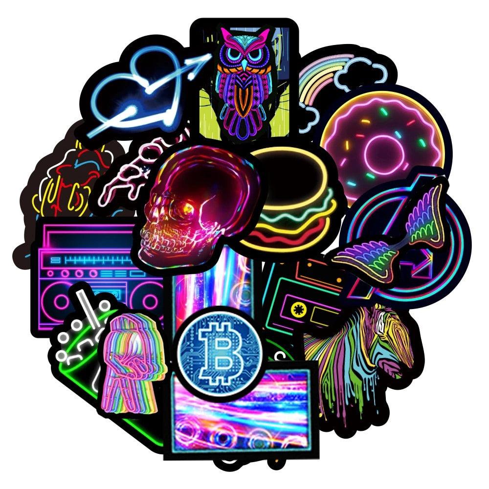 Cartoon Neon Light Graffiti - Stickers Deluxe - One Beast Garage