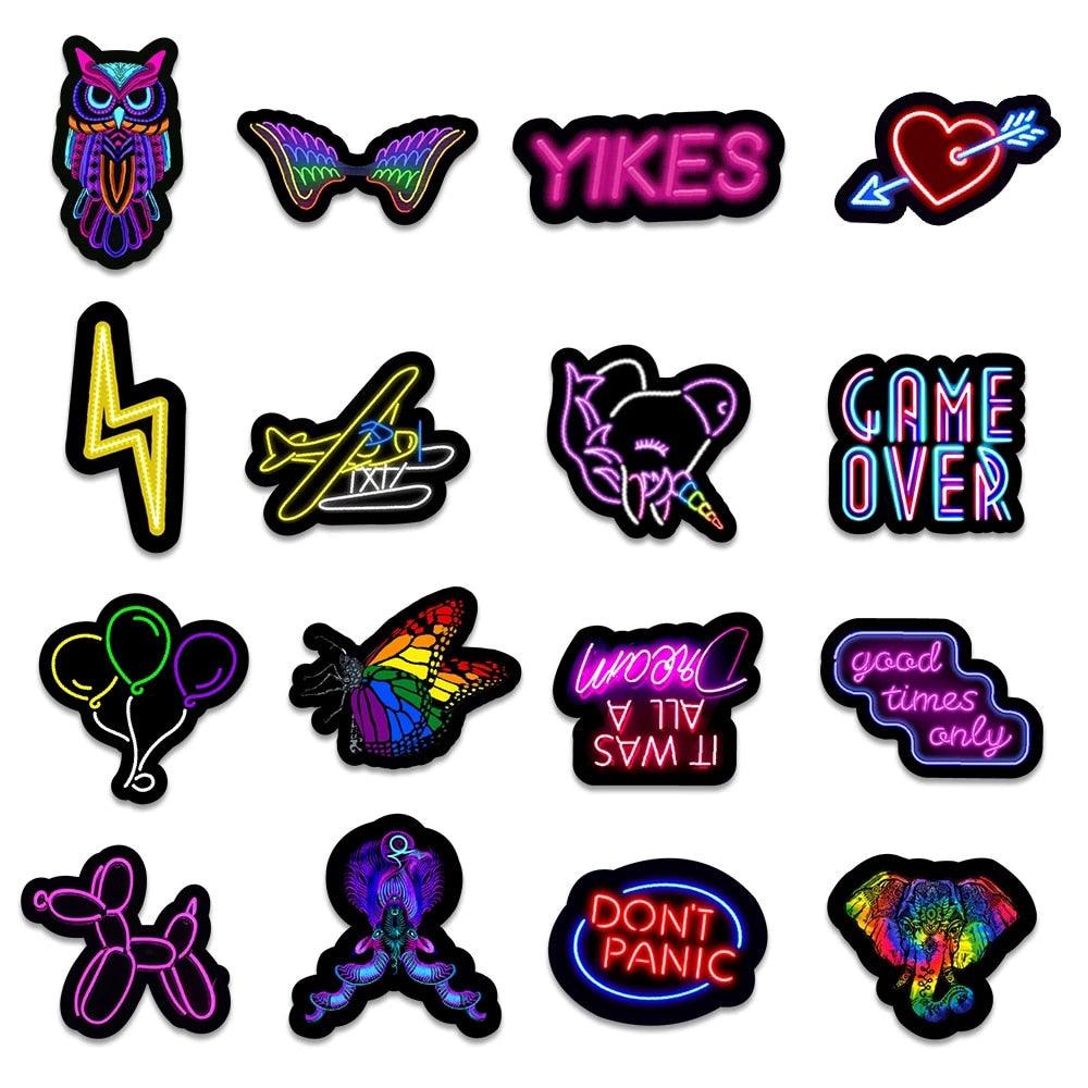 Cartoon Neon Light Graffiti - Stickers Deluxe - One Beast Garage