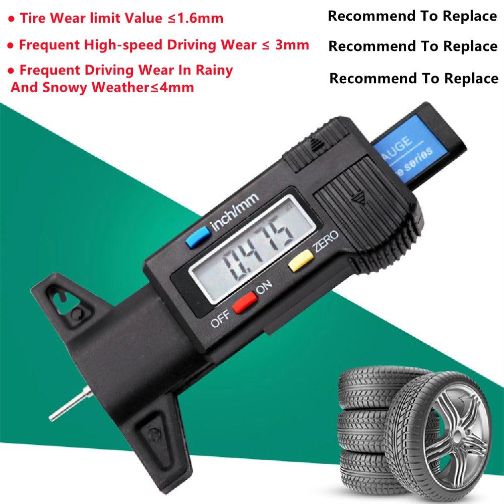 Digital tire profile measuring tool, LCD, mm/ inch, ABS, Portable - One Beast Garage