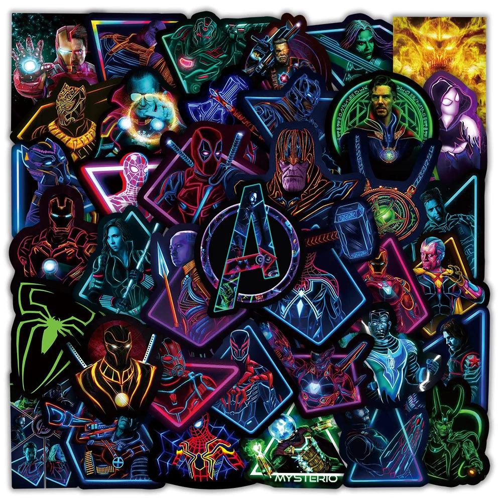 Disney Neon Marvel the Avengers Superhero Anime Stickers - One Beast Garage