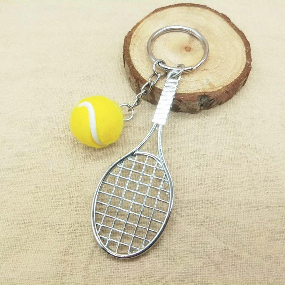 Metal key ring in the shape of a tennis racket - One Beast Garage