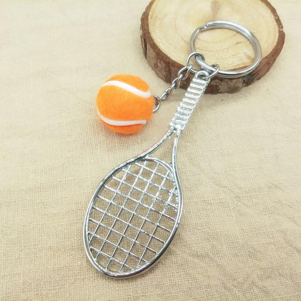 Metal key ring in the shape of a tennis racket - One Beast Garage