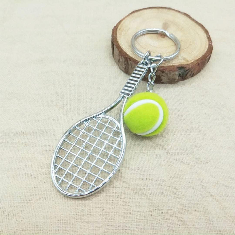 Metal key ring in the shape of a tennis racket - One Beast Garage