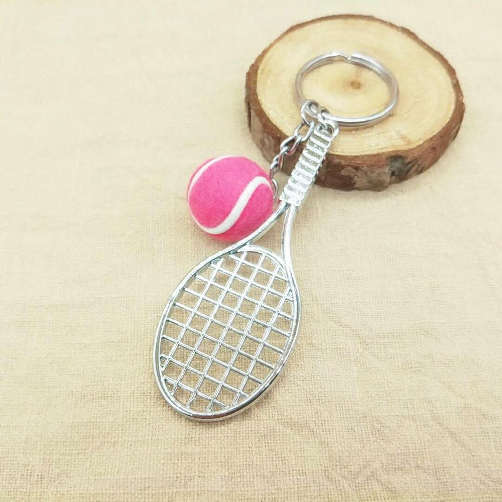 Metal key ring in the shape of a tennis racket - One Beast Garage