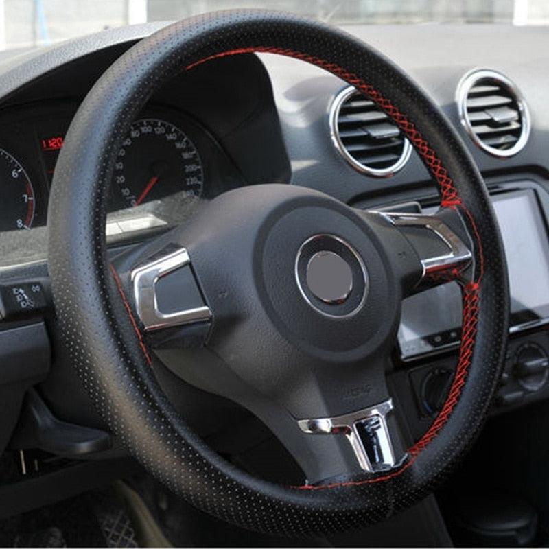 Perforated leather steering wheel cover - PackLux - One Beast Garage