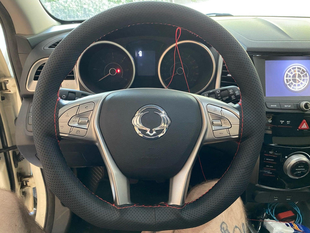 Perforated leather steering wheel cover - PackLux - One Beast Garage