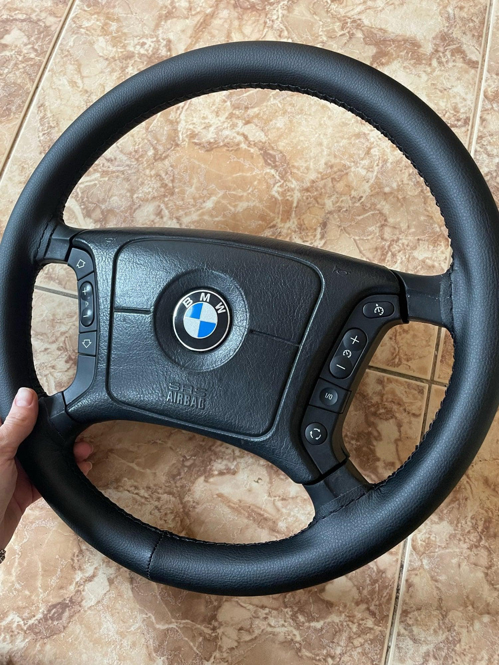 Premium Perforated Black Natural Leather Steering Wheel Cover - One Beast Garage