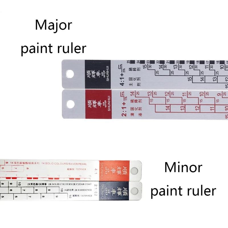 Professional stainless metal ruler for measuring the amount of paint - One Beast Garage