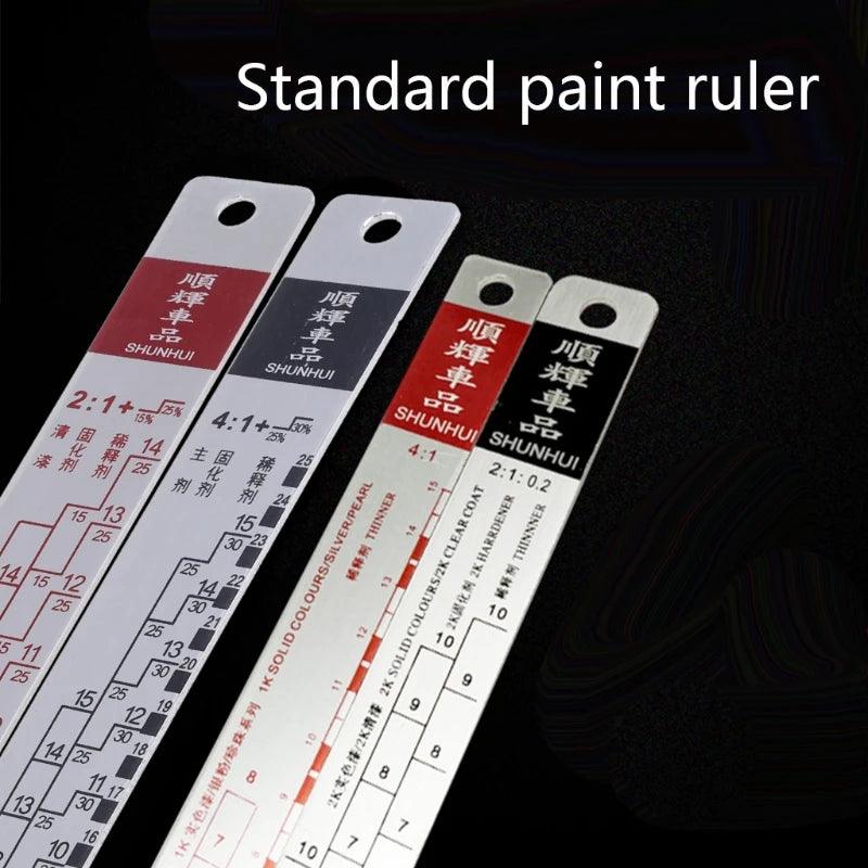 Professional stainless metal ruler for measuring the amount of paint - One Beast Garage