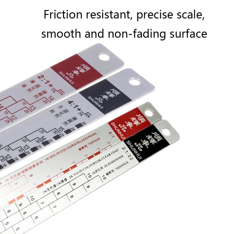 Professional stainless metal ruler for measuring the amount of paint - One Beast Garage