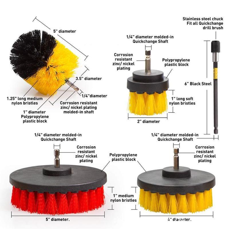 Set of 3 rotating plastic brushes- cleaning surfaces - Car Detailing - One Beast Garage