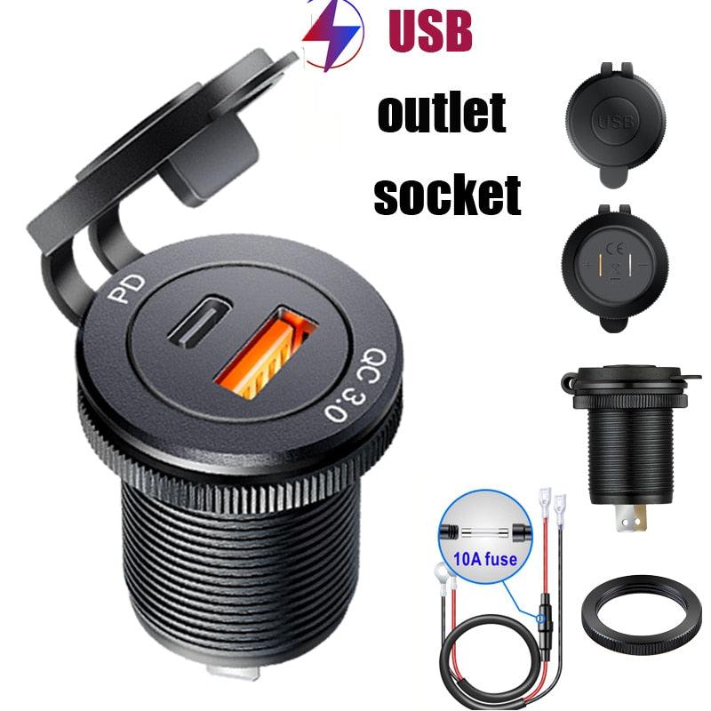 USB Socket - MOTO/CAR/Truck/Boat/Atv - Car Charger - One Beast Garage