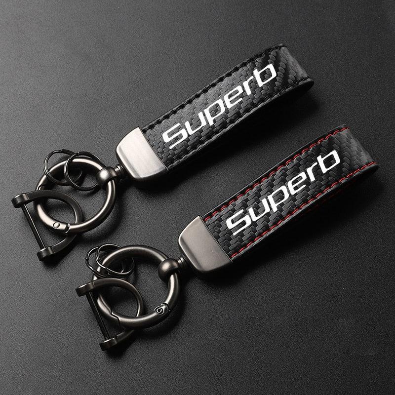 Keychain leather SKODA SUPERB Logo - One Beast Garage - Keychain